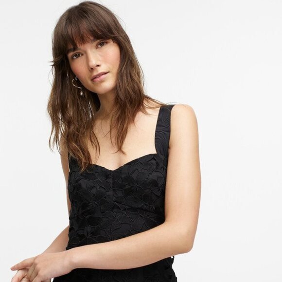 J Crew Sleeveless Sweetheart Midi Dress Black Lace Women's Sz 2 Style AC50 B22 - Picture 7 of 16